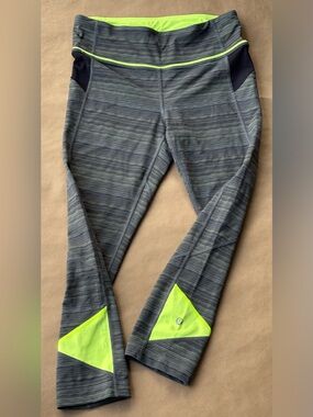 NWOT Lululemon Pace Rival Crop 22" - Space Dye Ray Yellow - Size 6 - 2016